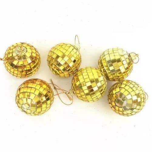 Gold Mirror Disco Ball Decoration Set - Pack of 6