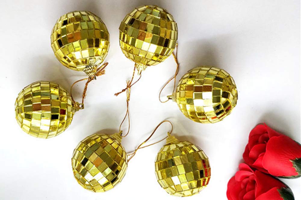 Gold Mirror Disco Ball Decoration Set - Pack of 6