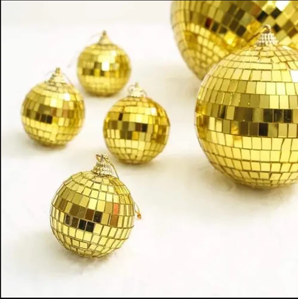 Gold Mirror Disco Ball Decoration Set - Pack of 6