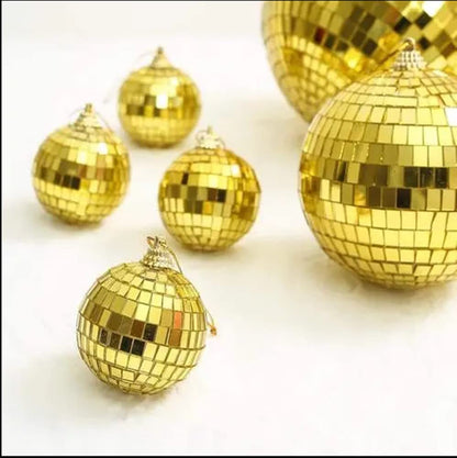 Gold Mirror Disco Ball Decoration Set - Pack of 6