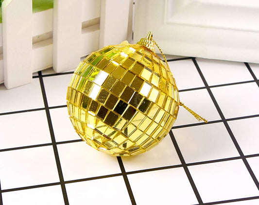 6Pcs Mirror Disco Balls Set,2-inch Mirror Balls-Disco Party Decoration Mirror Ball-Easy to Hang Suitable for Christmas Tree Wedding Birthday Party Accessories Disco Decorative (Gold)