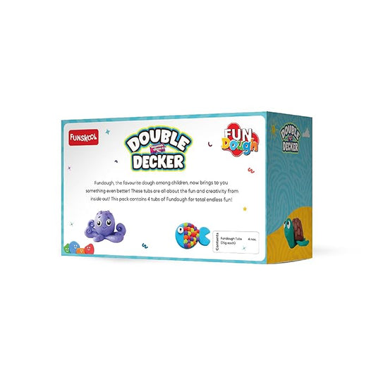 Funskool Fundough Double Decker, 4 tubs of Dough, 75 grams each, Toys for Kids, Shaping, Sculpting, 3 Years and Above, Multicolour