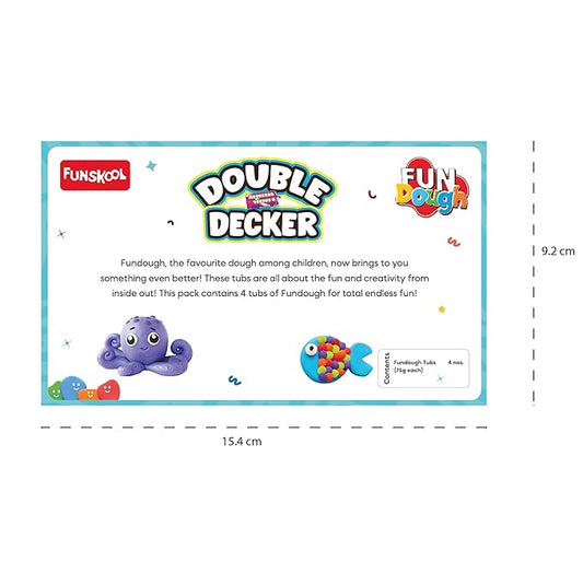 Funskool Fundough Double Decker, 4 tubs of Dough, 75 grams each, Toys for Kids, Shaping, Sculpting, 3 Years and Above, Multicolour