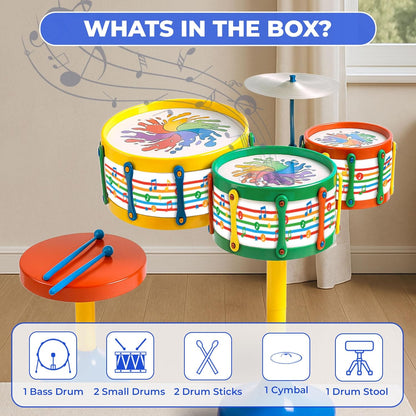 Avis Jazz Drum Set Senior - Acoustic Kids Drum Kit with Stool
