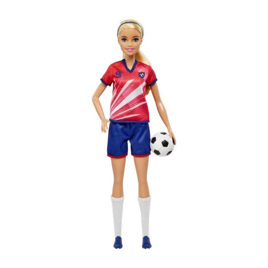 Barbie Soccer Doll, Blonde Ponytail, Colorful #9 Uniform, Soccer Ball, Cleats, Tall Socks, Great Sports-Inspired Gift for Ages 3 and Up