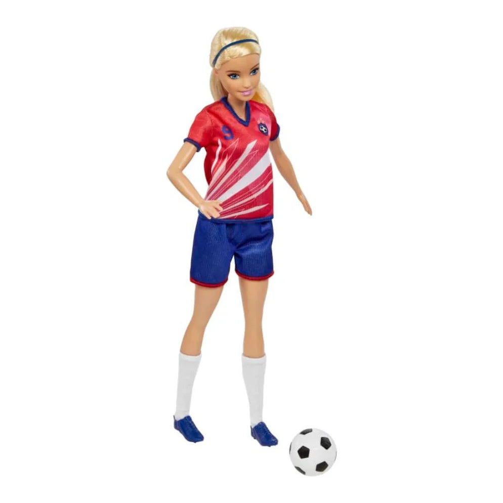 Barbie Soccer Doll, Blonde Ponytail, Colorful #9 Uniform, Soccer Ball, Cleats, Tall Socks, Great Sports-Inspired Gift for Ages 3 and Up
