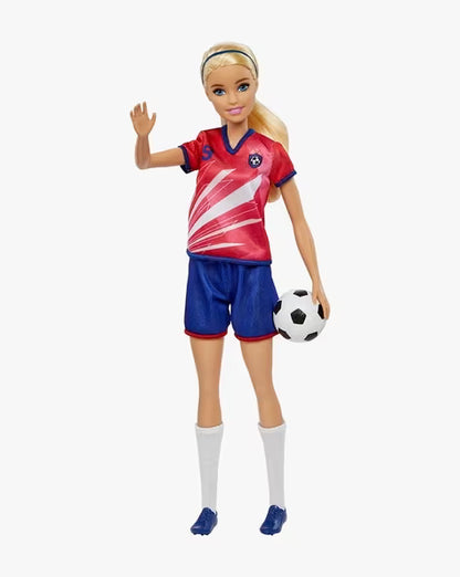 Barbie Soccer Doll, Blonde Ponytail, Colorful #9 Uniform, Soccer Ball, Cleats, Tall Socks, Great Sports-Inspired Gift for Ages 3 and Up