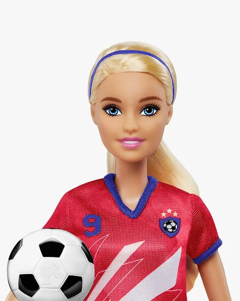 Barbie Soccer Doll, Blonde Ponytail, Colorful #9 Uniform, Soccer Ball, Cleats, Tall Socks, Great Sports-Inspired Gift for Ages 3 and Up