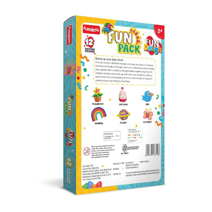 Funskool Fundough Fun Pack, 12 tubs of Dough, 50gms Each, Toys for Kids, Shaping, Sculpting, 3 Years and Above, Multicolour