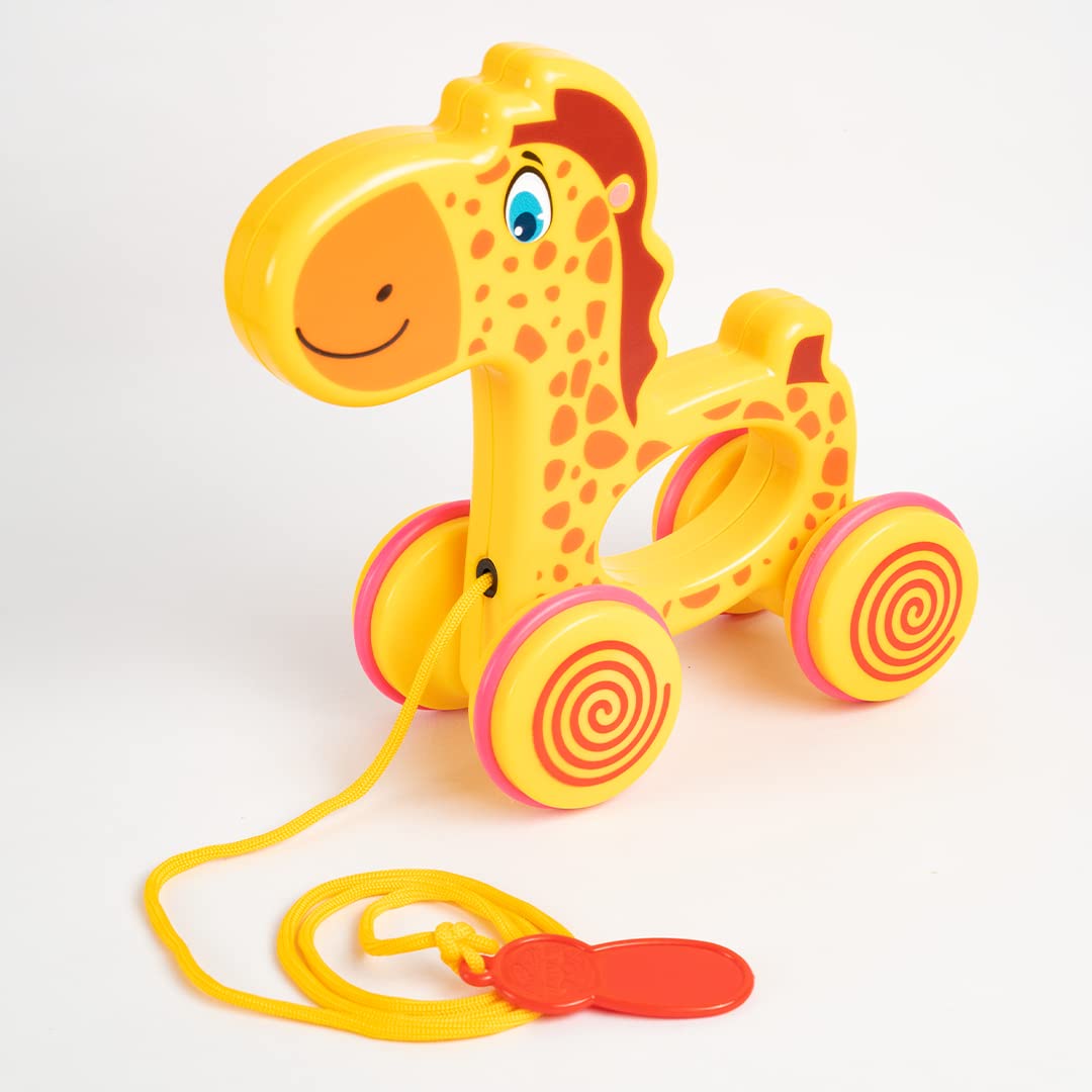 Ratna's Gary The Giraffe Pull Along Toy | Walk & Play Toy for Infant and Preschool Kids Age 18 Months +
