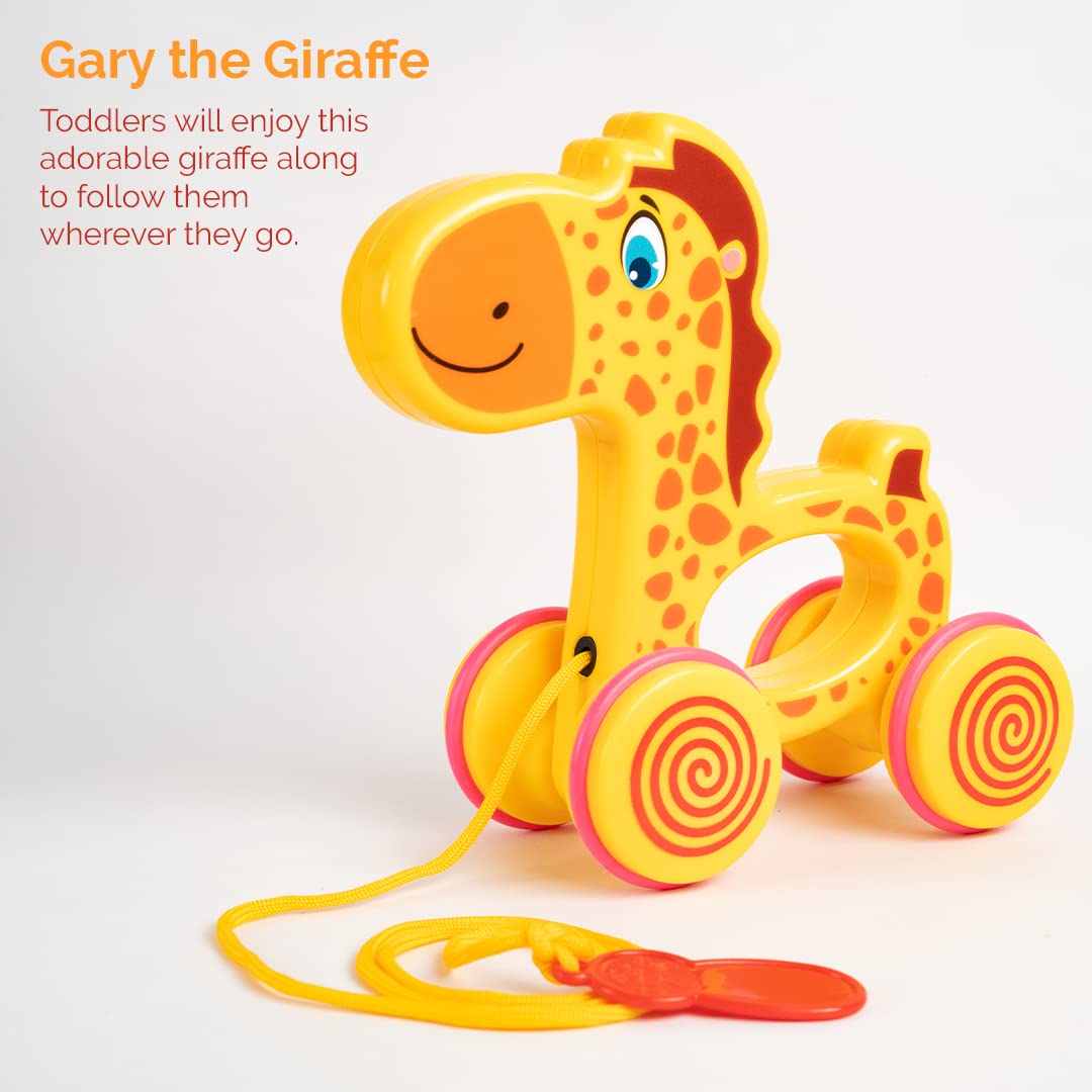 Ratna's Gary The Giraffe Pull Along Toy | Walk & Play Toy for Infant and Preschool Kids Age 18 Months +