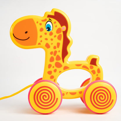 Ratna's Gary The Giraffe Pull Along Toy | Walk & Play Toy for Infant and Preschool Kids Age 18 Months +