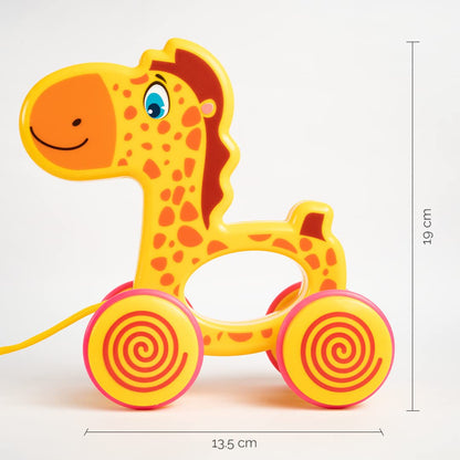 Ratna's Gary The Giraffe Pull Along Toy | Walk & Play Toy for Infant and Preschool Kids Age 18 Months +
