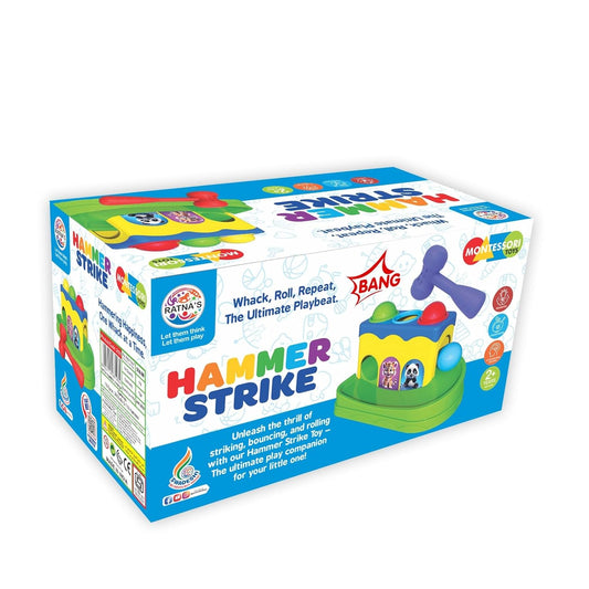 Ratna's Hammer Strike Knock Ball Toy to See The Balls Roll Out for Toddlers & Kids