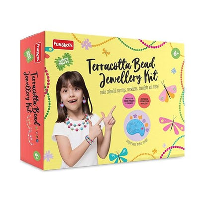Handycrafts - Terracota Bead Jewellery, Jewellery Making Kit, for The Young accesory Designer, 6 Years +, DIY Terracota Beads