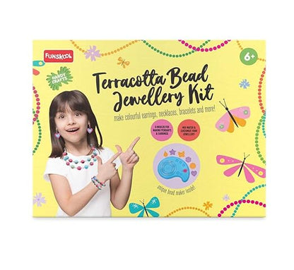 Handycrafts - Terracota Bead Jewellery, Jewellery Making Kit, for The Young accesory Designer, 6 Years +, DIY Terracota Beads