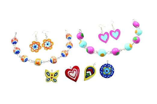 Handycrafts - Terracota Bead Jewellery, Jewellery Making Kit, for The Young accesory Designer, 6 Years +, DIY Terracota Beads