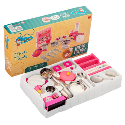 Sunny India Today Kitchen Set for Kids 3Y+ | Pretend Play Cooking Set with Popular Stainless Steel Utensils|Pink