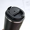 Urban Highs Hot Coffee Mug with Lid 510 ml | 18/8 Stainless Steel Insulated Tea Cup - Travel Friendly Leak Proof Tumbler - Unspillable or Spill Free Design Flask with Sipper Lid, Black
