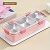 Grab Smart Stainless Steel Bento Lunch Box with Multiple Compartments Leak-Proof Seal Manual Operation Includes Utensil Alphabet Design Ideal for Student Office Workers Dishwasher Safe (1 pcs)