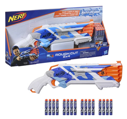 Nerf N-Strike Elite Rough Cut 2x4 Battle Camo Series Dart Blaster, 16 Battle Camo Series Darts, Slam Fire, 8Y+