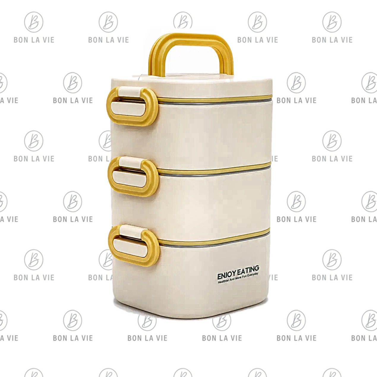 Three Layer Stainless Steel Lunch Box with Carry Handle