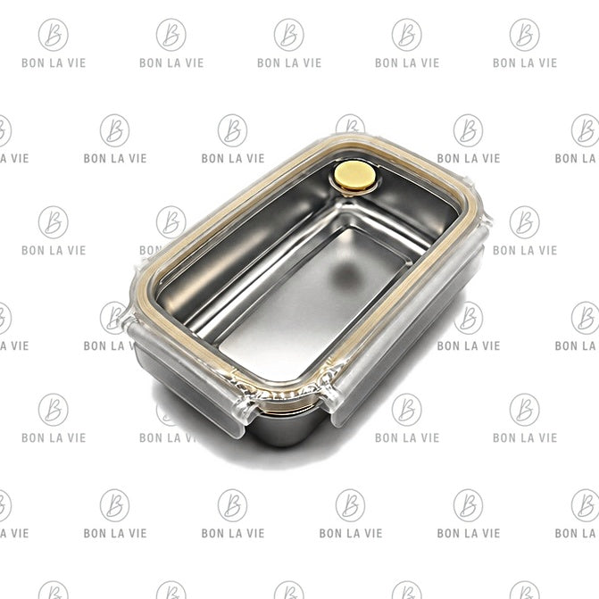 Stainless Steel Airtight Lunch Box with Clip Lock Lid 600ml