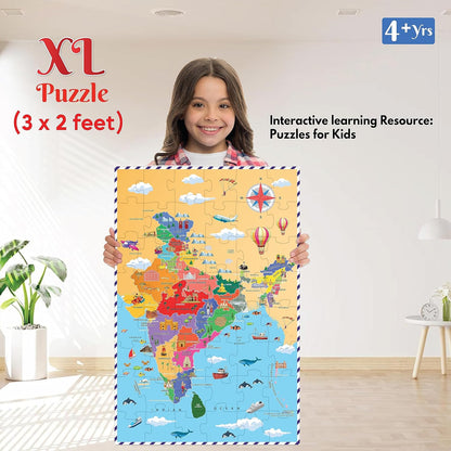 Funskool - Play & Learn -India Map 3 Feet Large Size,Educational,48 Pieces,Puzzle,for 3 Year Old Kids and Above,Toy