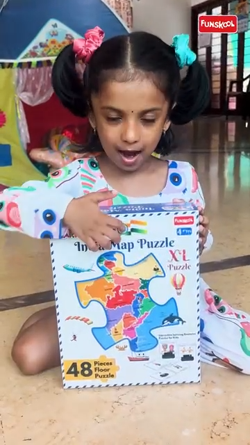 Funskool - Play & Learn -India Map 3 Feet Large Size,Educational,48 Pieces,Puzzle,for 3 Year Old Kids and Above,Toy
