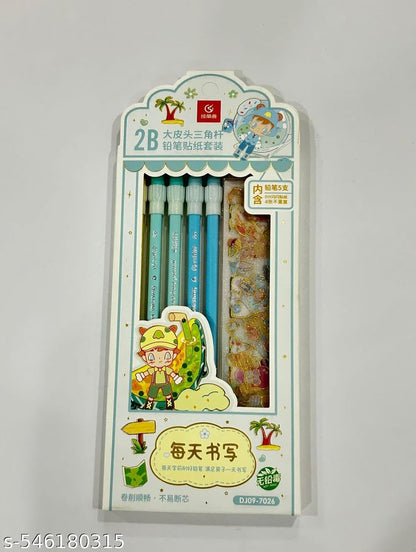 Kawaii 2B Pencil and Washi Sticker Tape Set