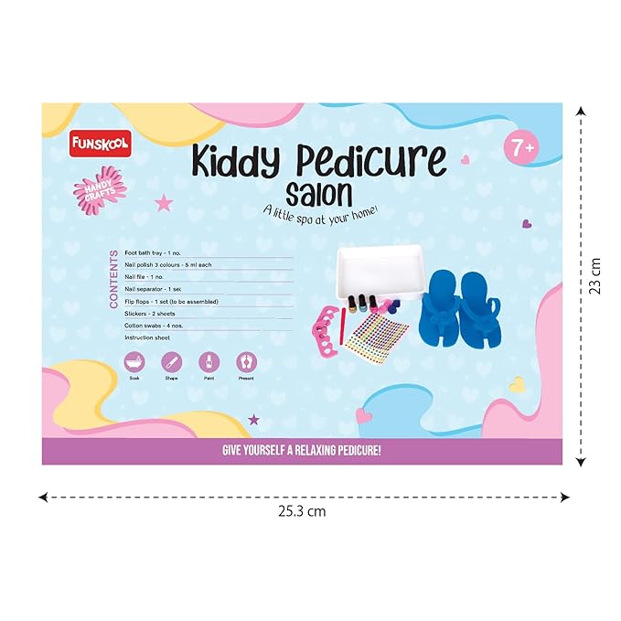 Funskool Handycrafts Kiddie Pedicure SalonBuilding Blocks, Manicure Kit, Pamper Your Nails, Art Kit, DIY Kit, Ages 7 Years and Above, Multicolour