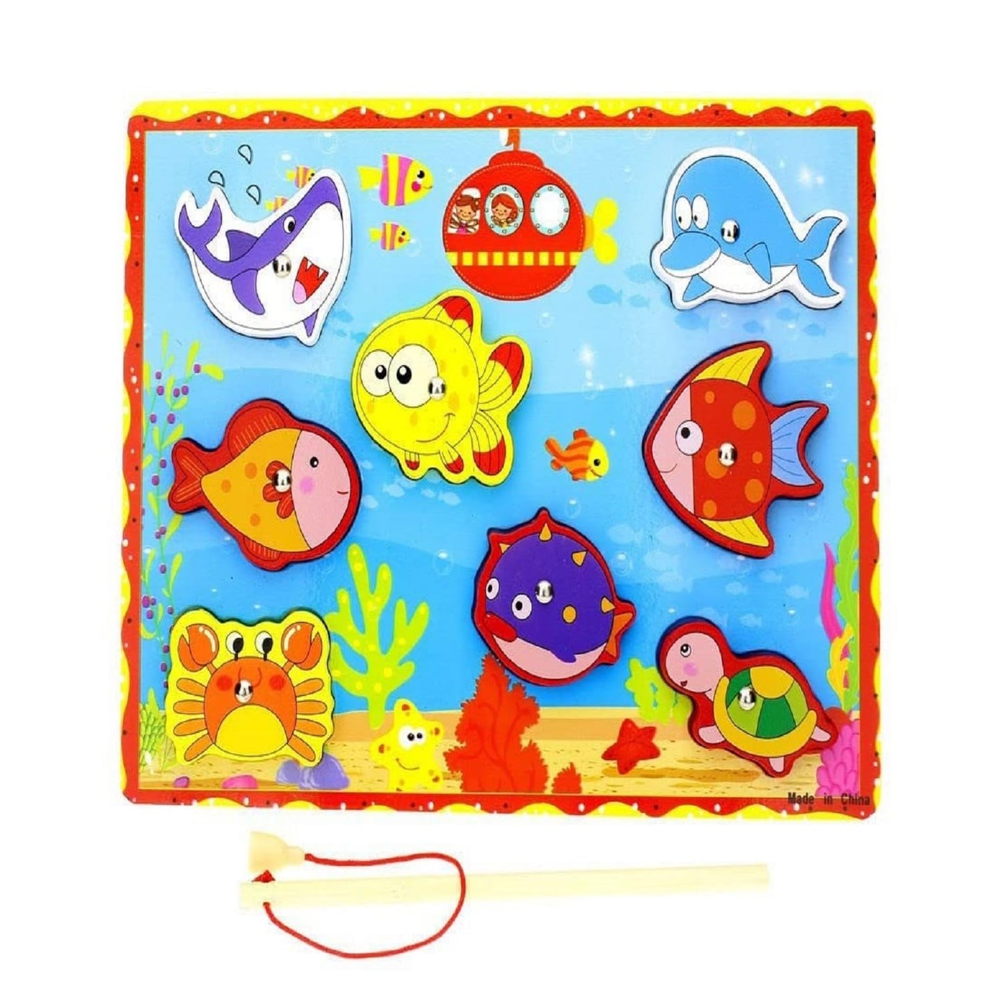 Magnetic Fishing Board Wooden Ocean Puzzle Toy