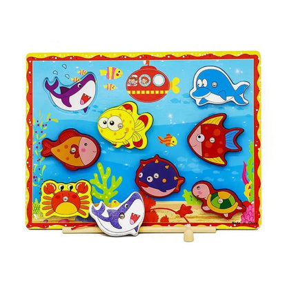 Magnetic Fishing Board Wooden Ocean Puzzle Toy
