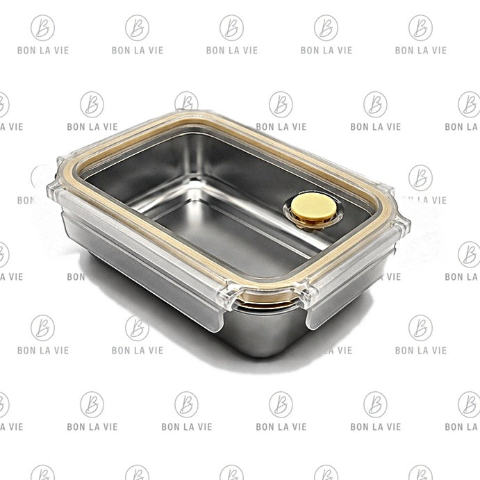 Stainless Steel Airtight Lunch Box with Clip Lock Lid 600ml