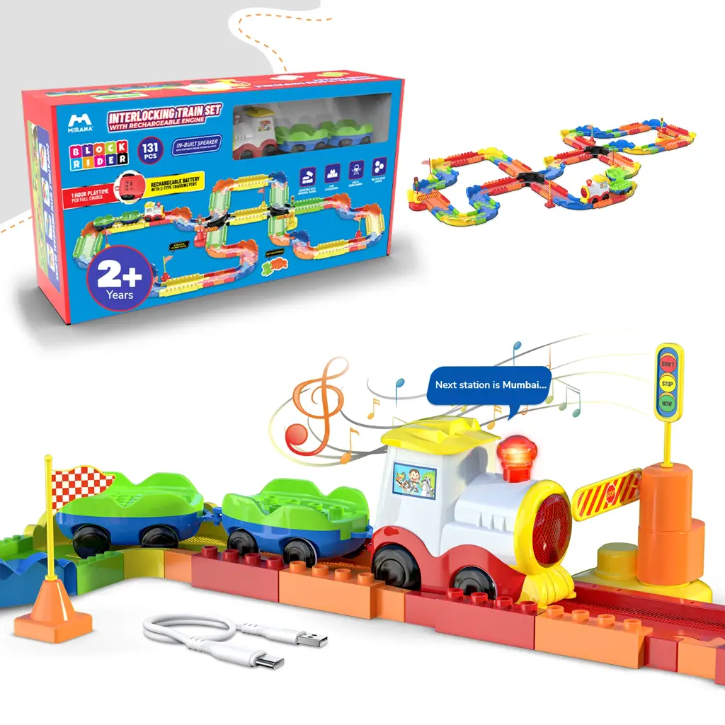 Mirana Block Rider Interlocking Train Set – 131 Pcs Rechargeable