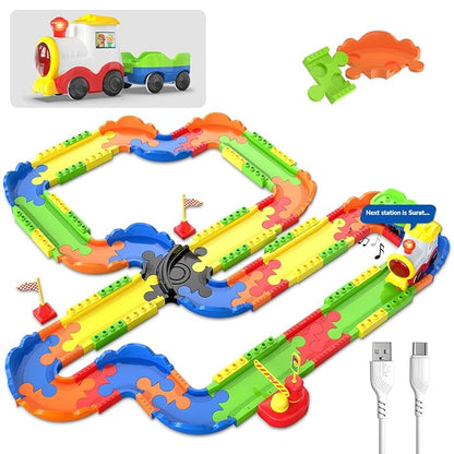 Mirana Block Rider Interlocking Train Set with Rechargeable Engine — 82 Pcs (2+ Years)