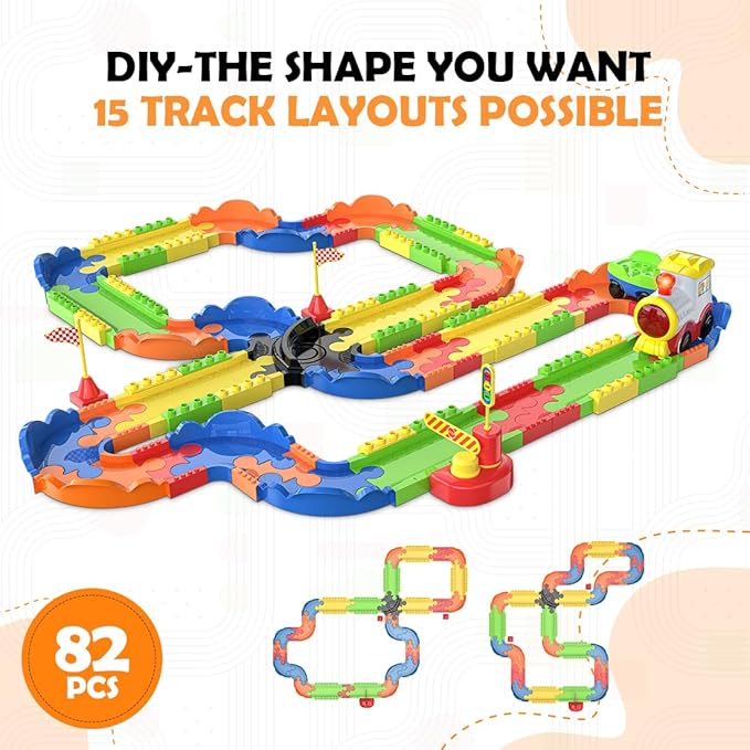 Mirana Block Rider Interlocking Train Set with Rechargeable Engine — 82 Pcs (2+ Years)