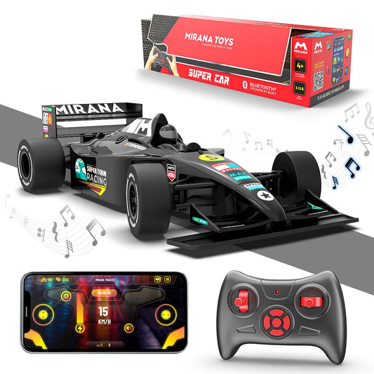 Mirana F1 Super Car | USB Rechargable Type-C | in-Built Bluetooth Speaker | 1:12 Size High-Speed Dual Motor Formula 1 RC Car | Long Range Remote & App Controlled Toy for Kids 4+ 5+ 6+ Years (Red)