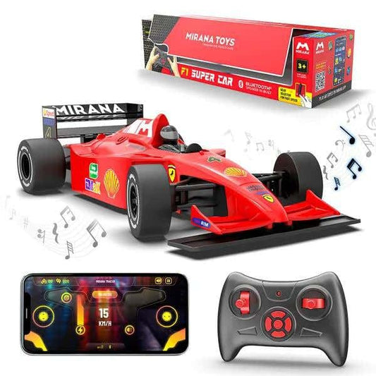 Mirana F1 Super Car | USB Rechargable Type-C | in-Built Bluetooth Speaker | 1:12 Size High-Speed Dual Motor Formula 1 RC Car | Long Range Remote & App Controlled Toy for Kids 4+ 5+ 6+ Years (Red)