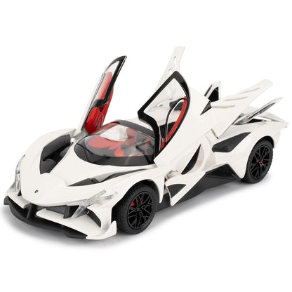 TGRCM-CZ 1/24 Apollo evo Alloy Model Car, Toy Car with Pull Back Function, Toy Car with Sound and Bright Lights, Suitable Collectible Model Toys, Gifts for Boys and Girls (White)