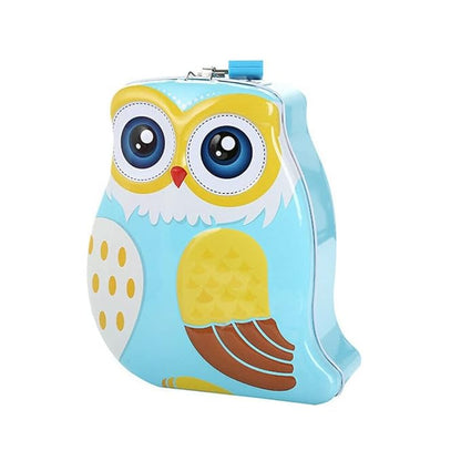 Owl Metal Piggy Bank with Lock & Key
