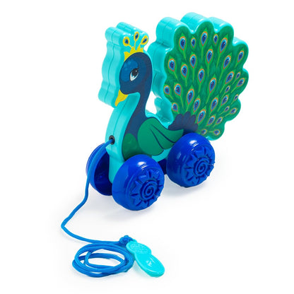 Ratna's Pearl The Peacock Pull Along Toy, Encourages Walking, Rattling Sound, 12 Months & Above, Infant and Preschool Toys