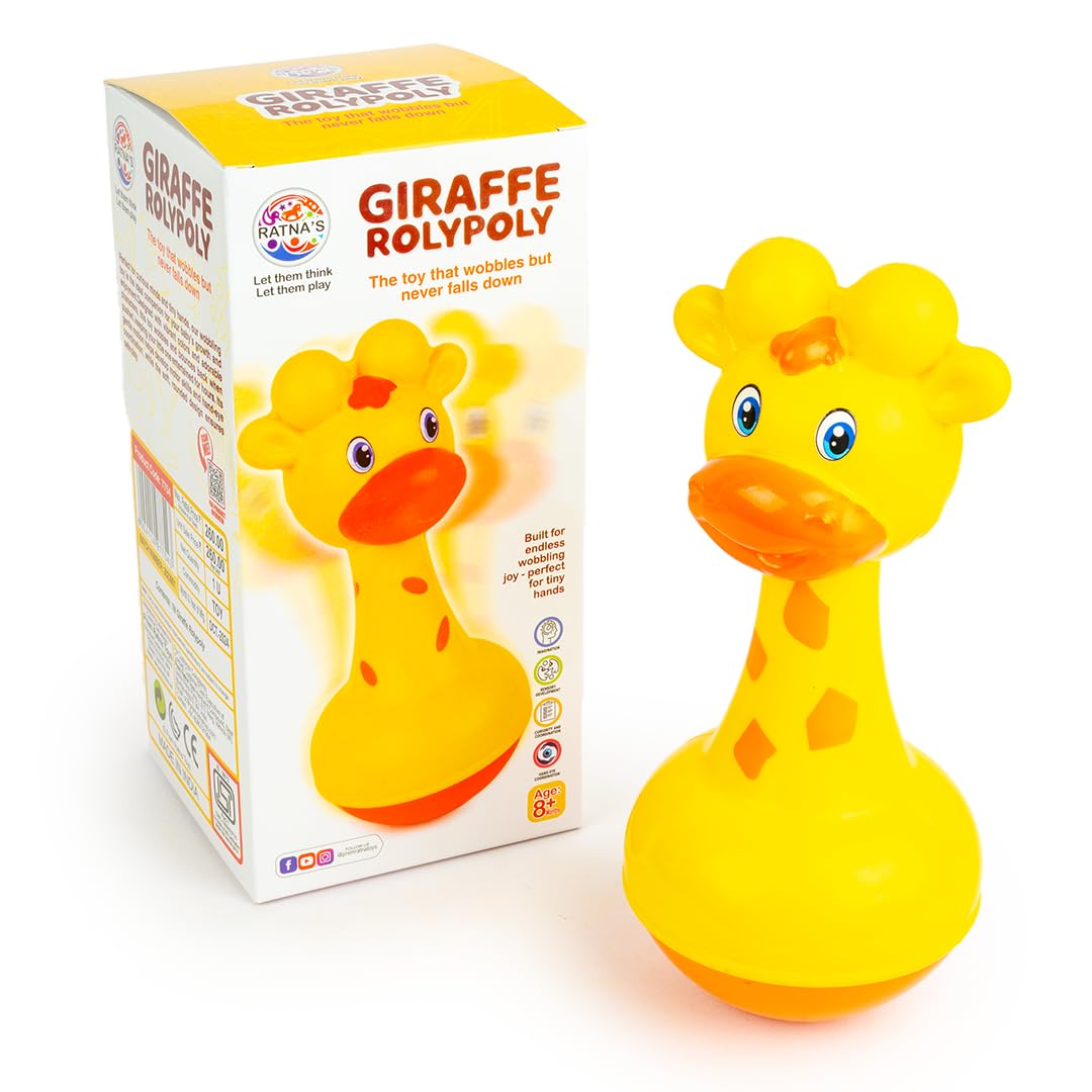 RATNA'S Giraffe Roly Poly Push and Wobble Sound Toy for Kids 8+ Months, Bright Colours