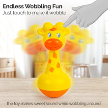 RATNA'S Giraffe Roly Poly Push and Wobble Sound Toy for Kids 8+ Months, Bright Colours