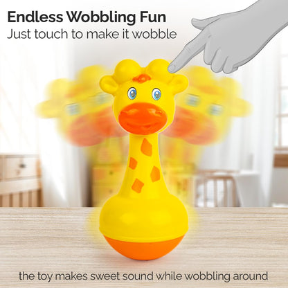 RATNA'S Giraffe Roly Poly Push and Wobble Sound Toy for Kids 8+ Months, Bright Colours