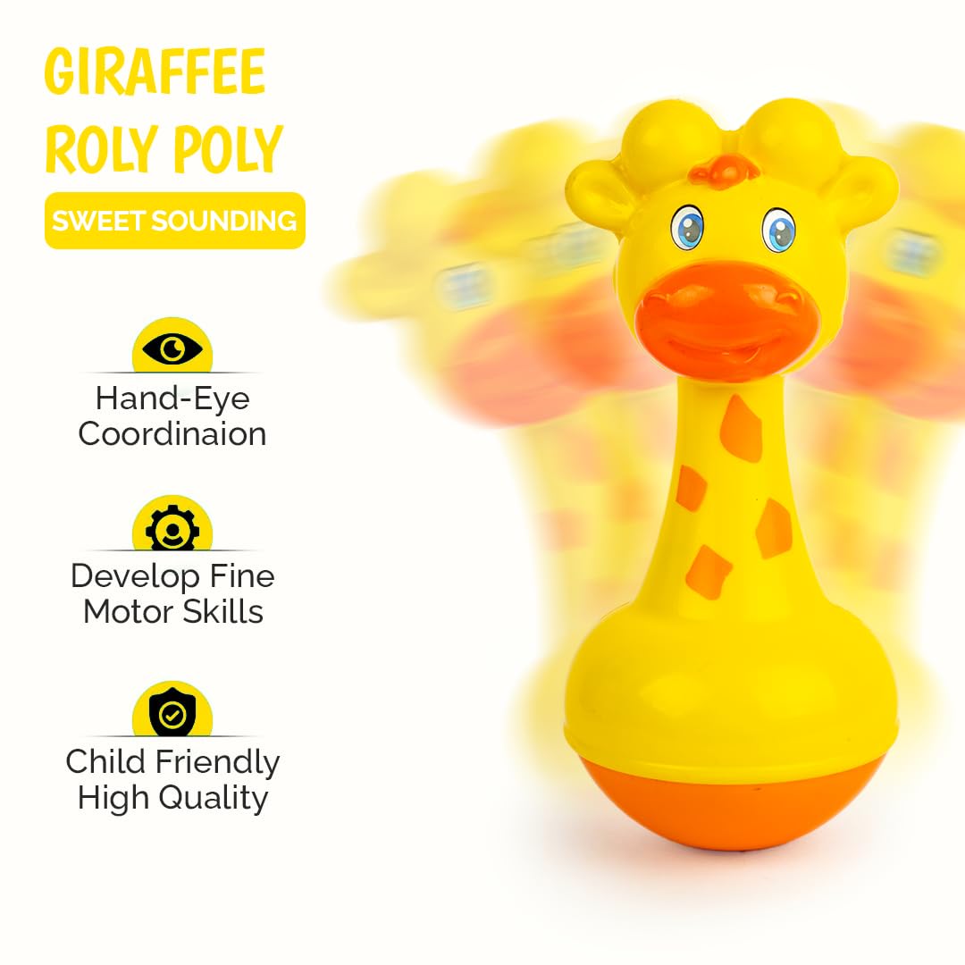 RATNA'S Giraffe Roly Poly Push and Wobble Sound Toy for Kids 8+ Months, Bright Colours