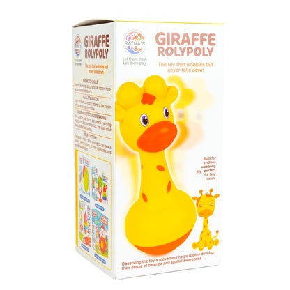 RATNA'S Giraffe Roly Poly Push and Wobble Sound Toy for Kids 8+ Months, Bright Colours