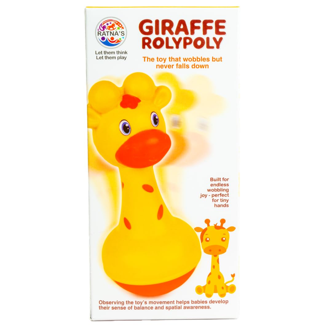 RATNA'S Giraffe Roly Poly Push and Wobble Sound Toy for Kids 8+ Months, Bright Colours