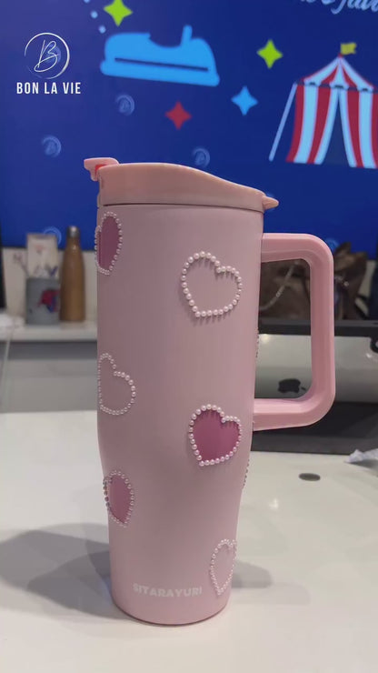 Love Heart Insulated Tumbler 1200ml with Straw