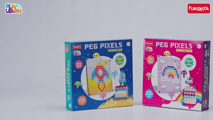 Play & Learn Funskool Peg Pixels Vehicles Jigsaw Puzzle Game for Kids, 360 Pieces in 4 Colors, Educational, Learning & Development, Fun Activity Toy for Childrens, Gift Set for Kid, Age 5+ Years